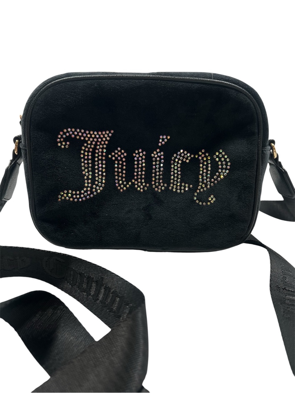Juicy Couture Crossbody Bag Purse Black Velour Bling
